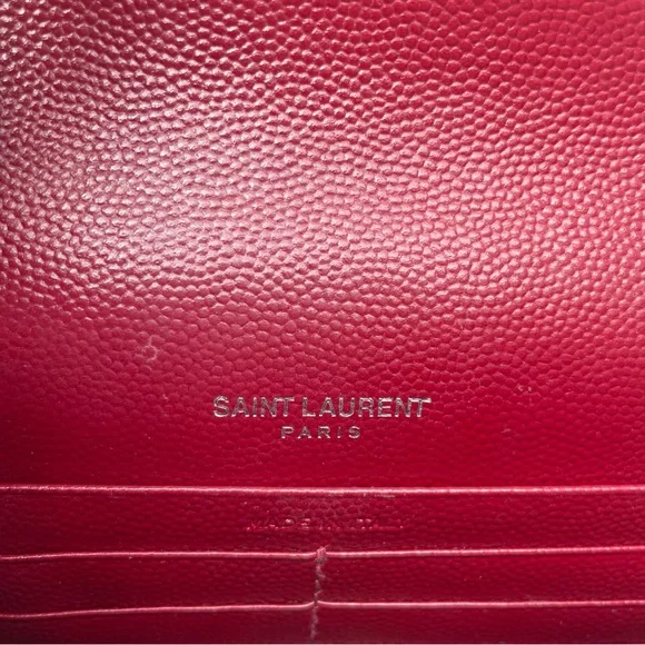 YSL Saint Laurent Monogram Cassandre WOC Mono Grain De Poudre Burgundy - Picture 11 of 13
